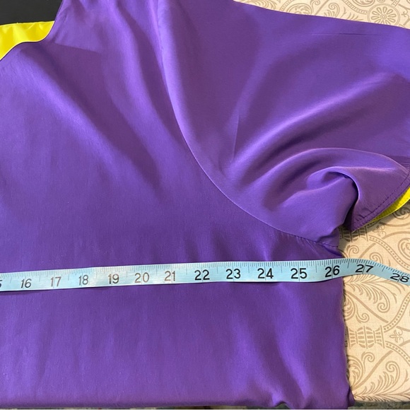 Vintage 90s Grove Avenue 22W Reversible Purple Yellow Blouse Tee Shirt Top - Picture 2 of 13